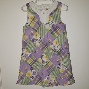 Purple, yellow & green Gymboree patchwork sleeveless dress, size 4